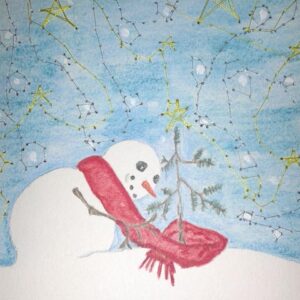 2014 Winter Card (Snowman and Tree)
